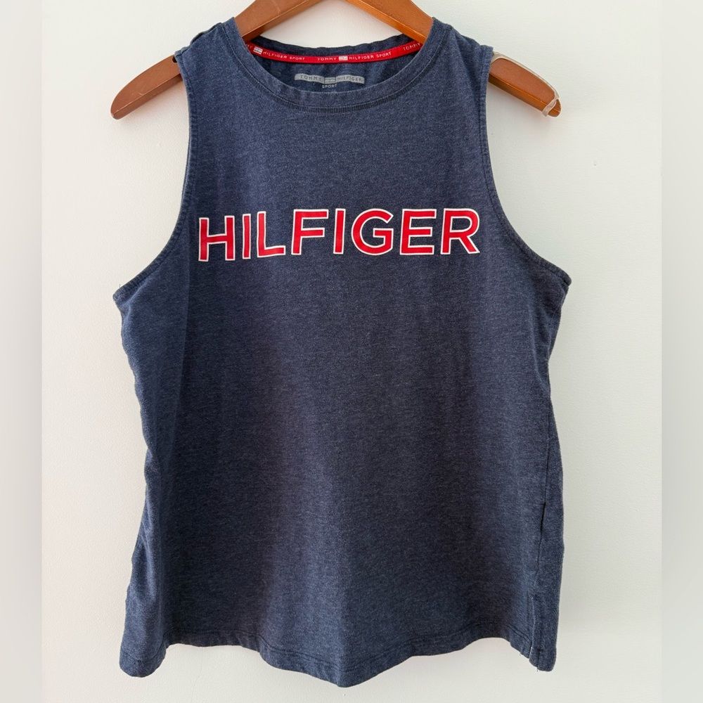 Tommy Hilfiger Sport Women’s Tank Top Women Shirt Tee Navy Blue & Red Size M
